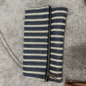 Navy and white clutch